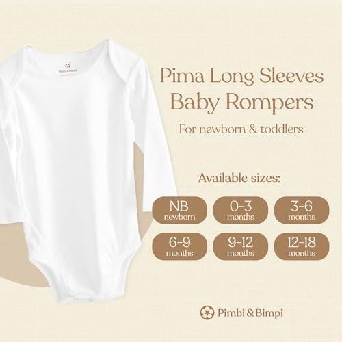 Pimbi&Bimpi Baby Bodysuit - Long Sleeve White Romper | Premium Peruvian Pima Cotton | Gender Neutral Baby Clothes for Boys and Girls (0-3 Months)2
