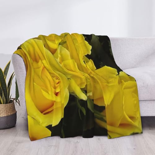 Couverture de lit en microfibre EdWal imprimé roses jaunes