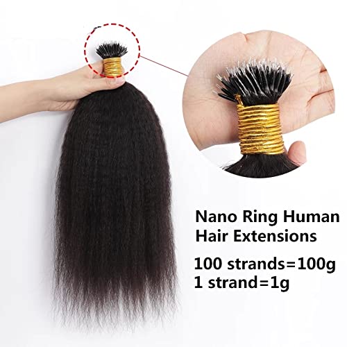 Miniatura 2 de Extensión de cabello humano lacio tipo afro con nano anillo, preunido, cabello Remy brasileño microlink grueso Yaki Nano Ring I Tip extensiones de