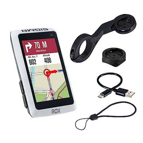 SIGMA ROX 12.1 EVO Ciclocomputador GPS inalámbrico 3' | Fabricado en Alemania | Navegador Bicicleta con 150 Funciones, GLONASS & Bluetooth - Compatible con Komoot & E-Bike - Set Básico, Blanco