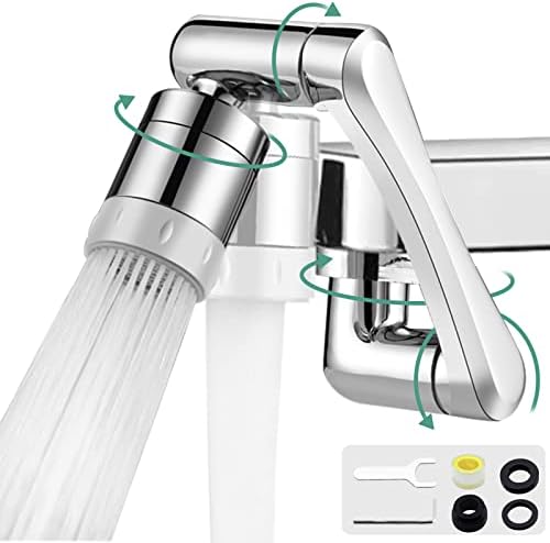 Wasserhahn Verlängerung mit Perlator, Wassersparer für Wasserhahn Aufsatz mit Zwei Sprühmodi, 1440° Drehbarer Multifunktionaler Verlängerungshahn, Perlatoren für Wasserhähne Küche