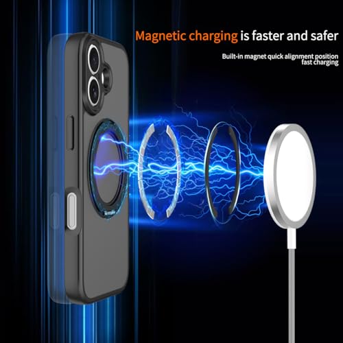 Image of Magnetic Case for iPhone 17 with Magnetic Ring Stand, [Compatible with Magsafe] [Military Grade Drop Protection] Shockproof Phone Cover for iPhone 17 Full Camera Protection 6.3 inch Black