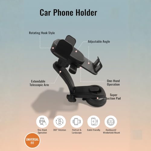 Image of MIXOO Smart Gel Suction Cup Car Mobile Holder for Dashboard | Premium shockproof car mount with 360 rotating waterfall neck, strong suction base & quick one-hand release.