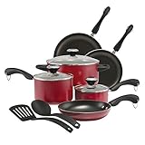 Paula Deen Signature Dishwasher Safe Nonstick Cookware Pots and Pans Set, 11 Piece, Red