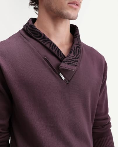 Image of Men's Denver-A26 Regular Fit Paisley Cotton Quarter Zip Sweater