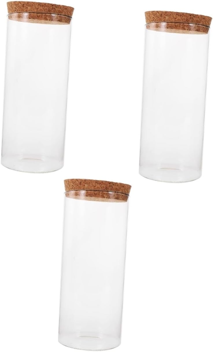 Mikikit 3pcs Landscape Glass Terrarium Bottle Holder for and Moss Container Cork Stopper for Home Office Garden Decor Large Diameter Height