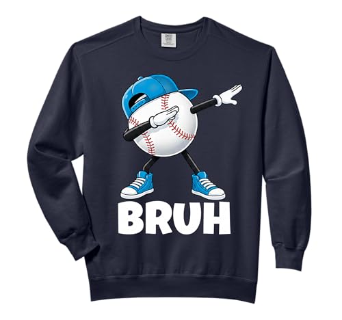 Boys Baseball Graphic Tee Teen Apparel Cute Meme Bruh Comfort Colors Adult Sweatshirt