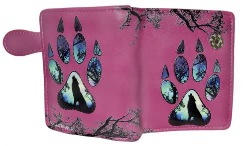 Shag Wear Wolf Paw Small Animal Wallet for Women and Teen Girls Vegan Faux Leather Pink 4.5"2