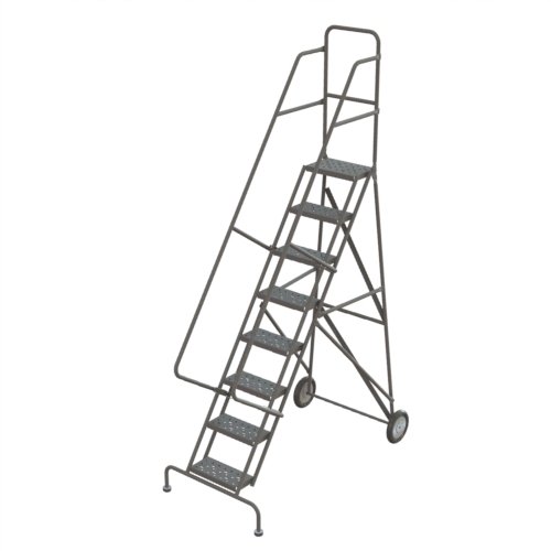 Image of Tri-Arc KDRF108166 8-Step All-Terrain Roll and Fold Steel Industrial & Warehouse Ladder with Perforated Tread
