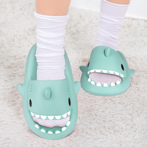 Image of Kids Shark Cloud Slides | Boys Girls Slip On Sandals | Toddler Beach Slippers | Youth Fish Flip Flops Pool Shower Shoes