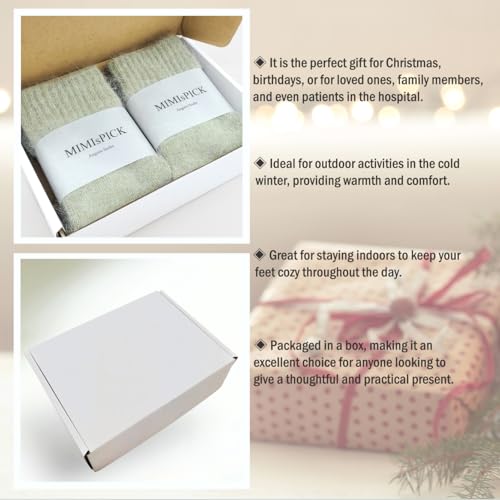 Image of 2 Pairs Plain Fuzzy Fluffy Angora Wool winter warm and soft women's socks, Christmas gift
