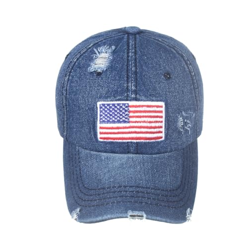 Image of USA Flag Baseball Cap American Patriotic Trucker Hat Father Dad Mother Mom Adjustable Sportswear Hat for Men Women Adults