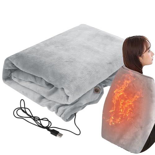 Manta calefactora de baja tensión 5 V – Calentador de manos eléctrico y bufanda USB | Rodillera calentada portátil para oficina casa | Manta de franela 100 x 70 cm, lavable a máquina, temperatura