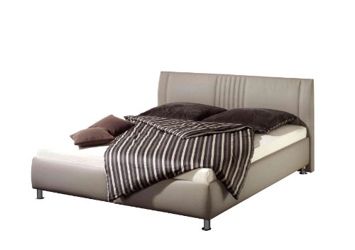 Maintal Polsterbett Ilea, 100 x 200 cm, Kunstleder, 7-Zonen-Kaltschaum Matratze H2, taupe