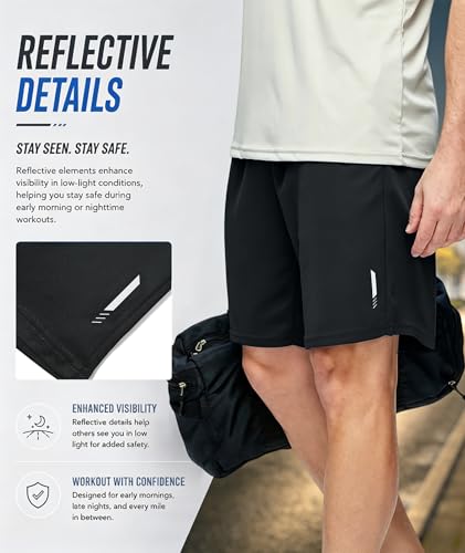 Little Beauty Mens Athletic Shorts Breathable Workout Gym Shorts with Pockets Fast Dry for Running and Casual Wear Black XL — view 4