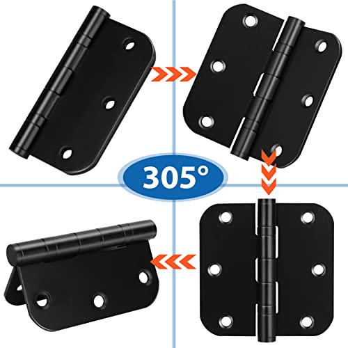 Stainless Steel Door Hinges, 3.5''X 3.5'' Ball Bearing Hinges, Commercial Grade Heavy Duty Hinges With 5/8 Inch Radius Corners, Door Interior Metal Hardwares, 3 Pack (Black) #TOP2