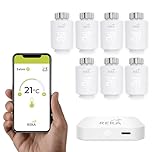 Tête Thermostatique Intelligente Connectée REKA - Contrôle Température Via Appli Tuya, Programmation, Détection Fenêtres Ouvertes - Compatible Assistants Vocaux (7, avec Passerelle)