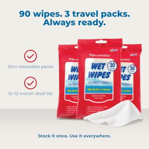 Lingettes désinfectantes pour les mains WipeEssentials pour adultes et enfants – 90 pièces, 3 paquets – Image 7