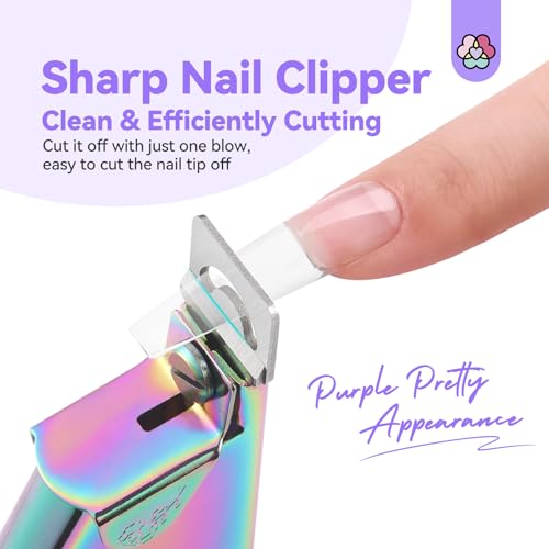 Image of SAVILAND Chameleon Acrylic Nail Clipper with 15PCS Magnetic Sizer Trimmer | Features sharp trimmer for false tips. Professional manicure tech tools and accessories for salon and DIY home use.
