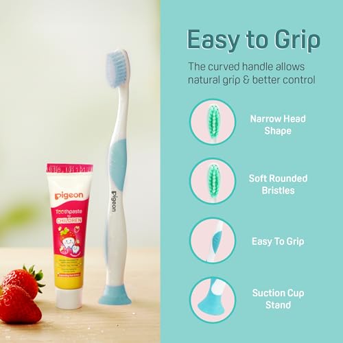 Image of Kids Toothbrush Blue for 2-6 Years with FREE Toothpaste | Soft Bristles | Gentle Gum Care | Easy Grip Handle | Daily Kids Oral Hygiene Combo