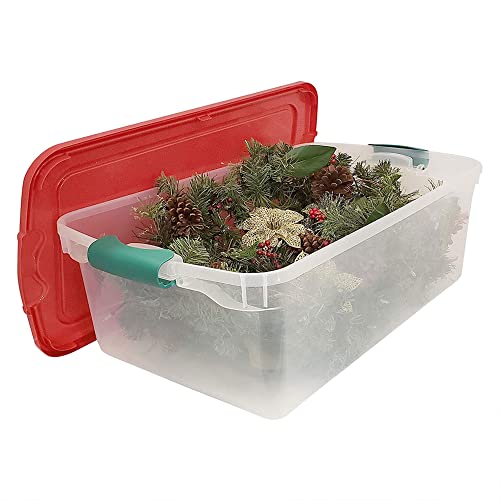 image for Homz 64 Quart Holiday Seasonal Decor Decoration Organizer Plastic Stor