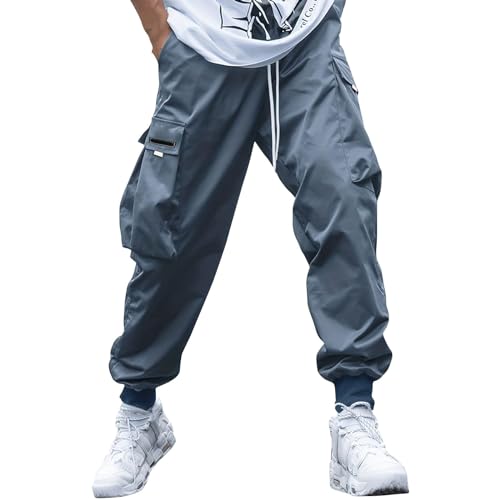 Men's Hiking Pants Cargo Pants Loose Comfortable Elastic Waist Jogging Pants with Multiple Pockets - Main Image