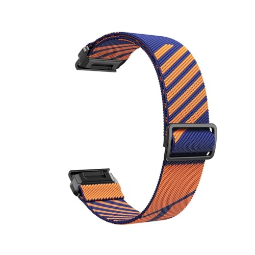 [PLYYQZM] 22mm�e���i�C�����x���g,�ɍ��� Gar min Fenix 5 6 7�ɓK����,Instinct/Forerunner 965/955/Approach S62 �o���h�u���X���b�g �ɓK��(Blue Orange)