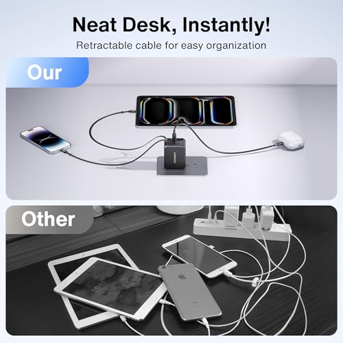 iVANKY 65W Retractable Wall Charger for MacBook, 5-in-1 USB C+Lightning - image 7