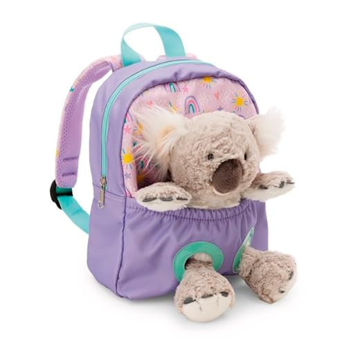 NICI Rucksack mit Plüschtier 21x26cm Koala 25cm - lila - Abnehmbarer Pluschspielzeug Weich Flauschig- Kindergartenrucksack mit Kuscheltier für 2-5 Jährige Jungen und Mädchen - 63039