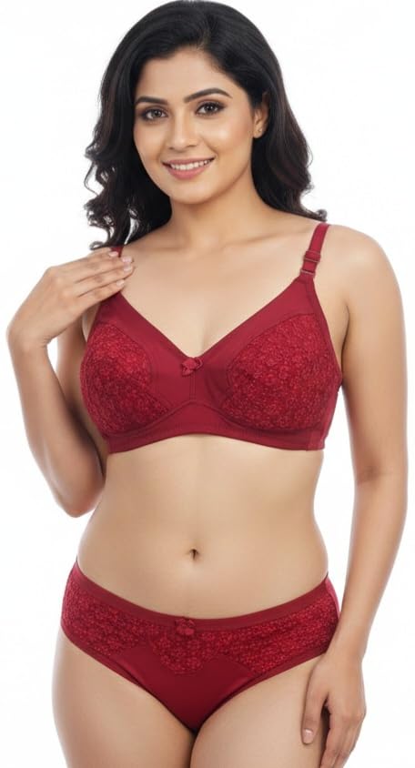 Women's Premium 2-Piece Lace Lingerie Set, Full Coverage Comfortable Bra and Matching Panty-picture-51