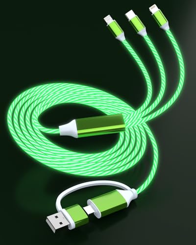 Image of Opluz USB C Cable, Colorful Gradual Light up Multi Charging Cable 3 in 1 Type C Charger Fast Charging 60W Led USB Type C Cord Compatible with iPhone 17 /16 /15 /14 /13 /12 /11, Galaxy,pad,Pixel 4FT - Green
