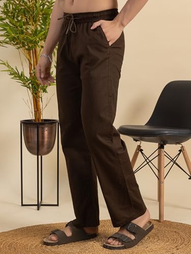 Image of Men's Premium Linen Pants | Lightweight Breathable Fabric | Elastic Waist with Drawstring | Straight Fit | Side Pockets | Perfect for Casual, Holidays & Travel