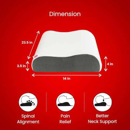 Image of Dr.Ortho Premium Orthopedic Cervical Memory Foam Neck Pillow for Pain Relief Sleep, Improves Posture, Vaccum-Squeezed Rolled Packaging - Full Size - 57(L) X 35(W) X 8(H) CM