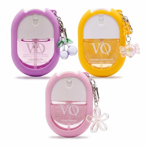 VQ Hand Sanitizer Spray with Case & Charm, Sweet Luxe 3 Pack 1.01 fl oz