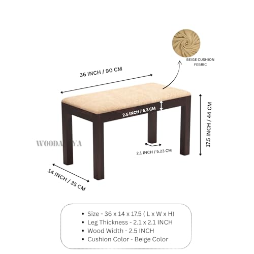 Image of 2 Seater Seating Bench for Home & Office l Daining Table Bench l Multipurpose Seating Bench for Indoor & Outdoor, Balcouny, Waiting Room Bench l Easy DIY l Walnut Finish l 36x14.5x17.5