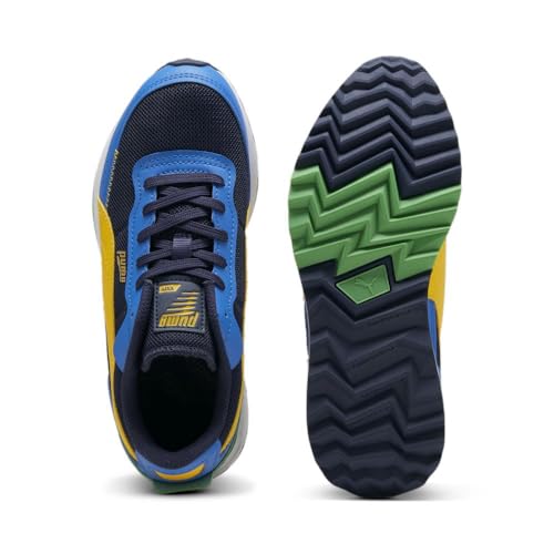 PUMA Puma Unisex-Child, Road Rider Leather, Puma Navy-Yellow Sizzle, Big Kid, 6