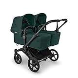 Bugaboo Donkey 5 Twin Zwillings-Kinderwagen, verbessertes Side by Side Design, wendbarer Sitz, Ein-Hand-Lenkung und extra viel Stauraum, Fern Green