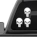 NI260 **3 Pack** Punisher Skull Car Window Vinyl Decal Sticker | 4" Tall | Premium Quality White Vinyl