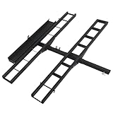 High Loading Capacity: 600LBS super load capacity with reinforced steel frame eliminates motorcycle tipping risk, this motorcycle hitch carrier can easily carry 2 motorcycles. Detachable Loading Ramp: The motorcycle carrier hitch mount with a detacha...