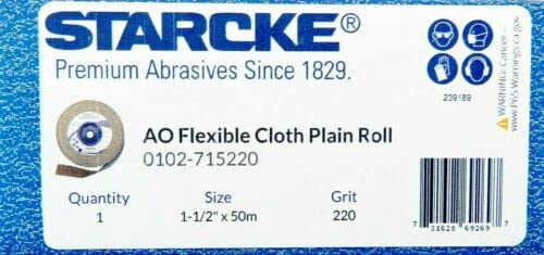 Premium Shop Roll 1-1/2" x 55 Yards Aluminum Oxide Handy Rolls 220 Grit Made in Germany