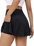 DLOODA Golf Skorts for Women with Pockets Inner Shorts Tennis Skirt High Waisted Athletic Skorts Workout Pickleball,Black,Meduim