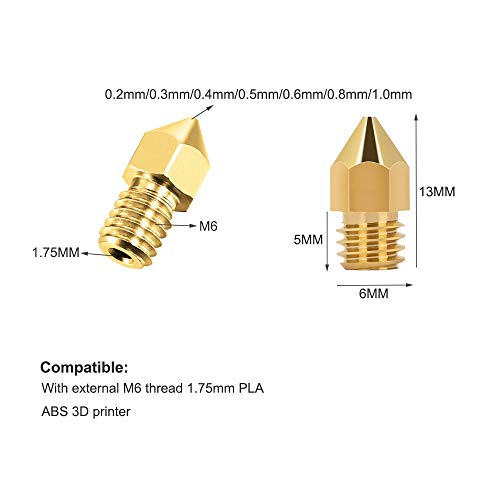 3D Printer Extruder Nozzles 0.2Mm 0.3Mm 0.4Mm 0.5Mm 0.6Mm 0.8Mm 1.0Mm For Anet A8 Makerbot Mk8 Creality Cr-10 Ender 3 Ender 5 Irchlyn (40 Pcs) #TOP1