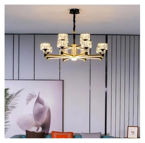 Lustre en cristal moderne à LED : éclairage luxe or et noir - 2