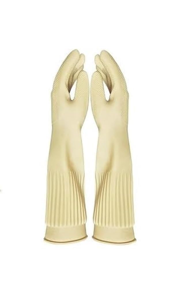 Dishwashing Gloves, Reusable Household, Kitchen Gloves, Long Sleeve, Thick Latex, Cleaning, Washing, Working, Painting, Gardening, Pet Care 1pair