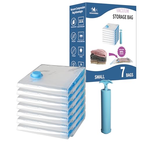 7 Pack Vacuum Storage Bags for Clothes & Travel with Pump