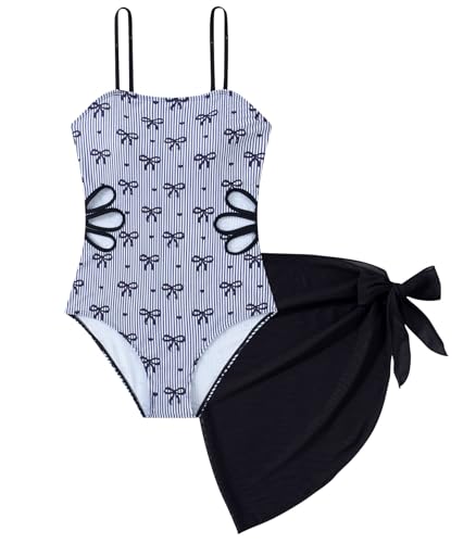 Image of Girls One Piece Swimsuit Bathing Suit with Cover Up Size 7-16