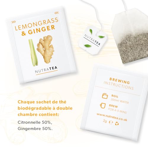 Nutra Tea - Thé à la citronnelle et au gingembre - 20 Sachets de thé enveloppés - Tisane – vue 5