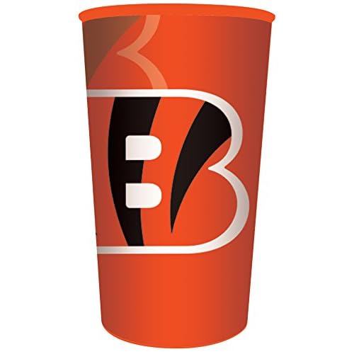 Creative Converting NFL 20 Count Plastic Souvenir Cups, Cincinnati Bengals, 22 oz, Orange