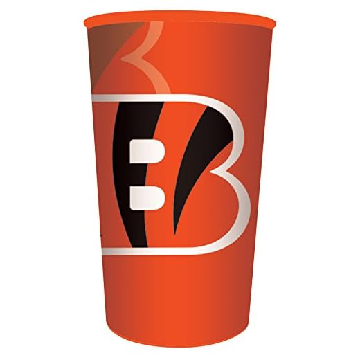 Creative Converting NFL 20 Count Plastic Souvenir Cups, Cincinnati Bengals, 22 oz, Orange