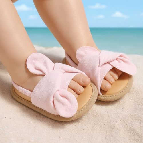 Image of Meckior Infant Baby Girls Boys Summer Sandals Open Toe Lace Princess Dress Wedding Flats Shoes Newborn Toddler Soft Non-slip Sole First Walker Crib Shoes